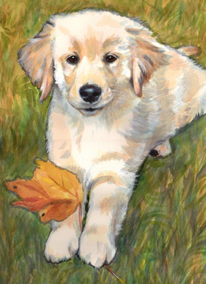Yellow Lab Puppy Dog Watercolor Carol Wells