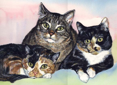 Cats Watercolor Painting Carol Wells