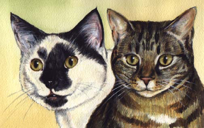 Cats Watercolor Painting Carol Wells