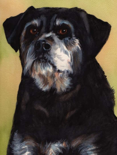 Black Dog Watercolor Carol Wells