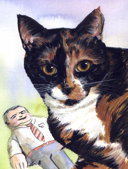 Cat George W. Bush Toy Watercolor Carol Wells