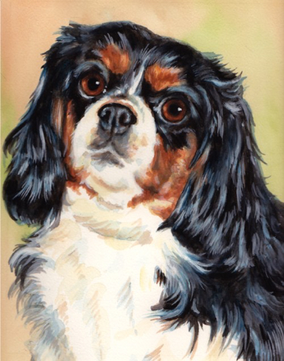 Cavalier King Charles Spaniel Dog Watercolor Carol Wells