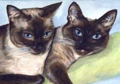 Siamese Cats Watercolor Carol Wells