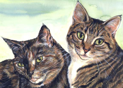 Tabby Cats Watercolor Carol Wells