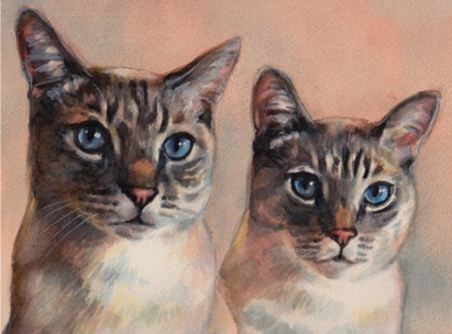 Sealpoint Cats Watercolor Carol Wells