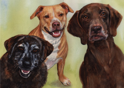 Dog Family Watercolor Carol Wells