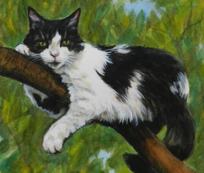 Tux Cat Tree Watercolor Carol Wells