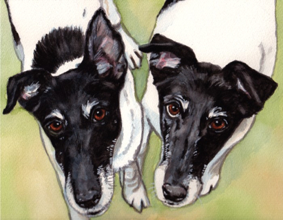Jack Russell Terriers Dogs Watercolor Carol Wells