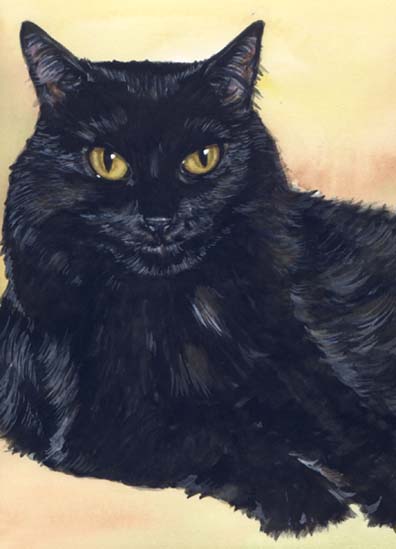 Black Cat Watercolor Carol Wells