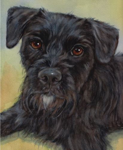 Black Dog Watercolor Carol Wells