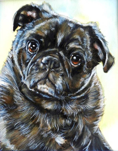 Pug Dog Watercolor Carol Wells