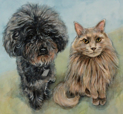 Dog Cat Watercolor Carol Wells