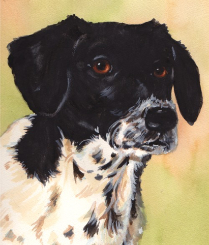 Black White Dog Watercolor Carol Wells