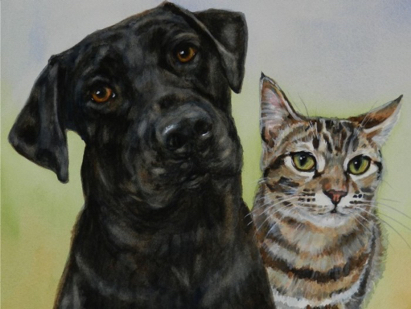 Dog Cat Watercolor Carol Wells
