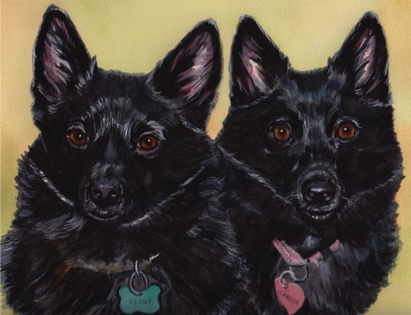 Schipperke Dogs Watercolor Carol Wells