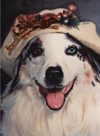 Australian Shepherd Watercolor Carol Wells