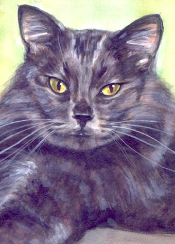 Gray Cat Watercolor Carol Wells