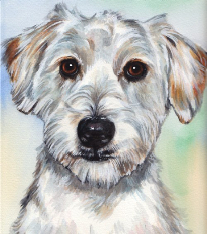 White Dog Watercolor Carol Wells
