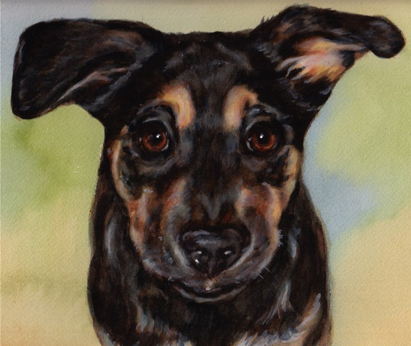 Black Dog Watercolor Carol Wells