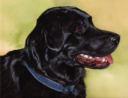 Black Labrador Retriever Lab Dog Watercolor Carol Wells