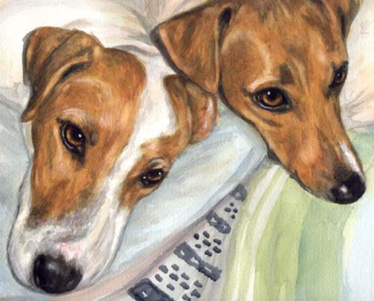 Jack Russell Terrier Dogs Watercolor Pet Portrait Carol Wells